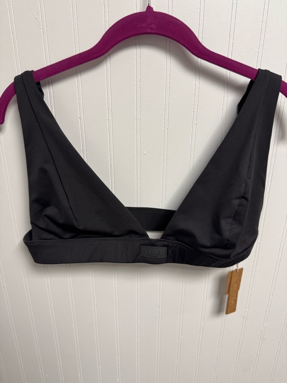 SKIMS Recycled Swim Plunge Bikini Top in Onyx NWT Size XL